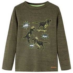 Camiseta infantil de manga larga caqui oscuro mélange 116 de vidaXL, Camisetas para niños - Ref: Foro24-13251, Precio: 11,60 ...