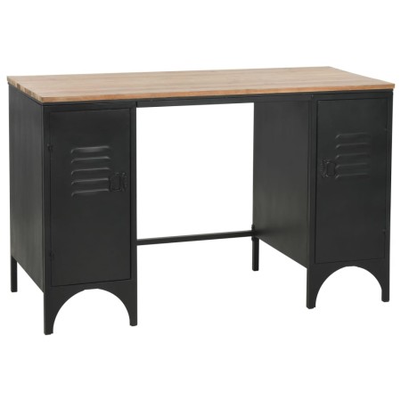 Escritorio con doble pedestal madera abeto y acero 120x50x76 cm de vidaXL, Escritorios - Ref: Foro24-246422, Precio: 237,47 €...