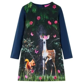 Vestido infantil de manga larga azul marino 128 de vidaXL, Vestidos de niños - Ref: Foro24-14835, Precio: 17,47 €, Descuento: %