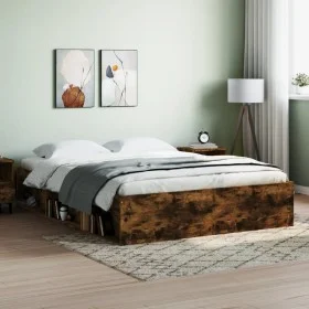 Estructura de cama roble ahumado 150x200 cm de vidaXL, Camas y somieres - Ref: Foro24-3203870, Precio: 135,67 €, Descuento: %