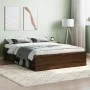 Estructura de cama de matrimonio roble marrón 135x190 cm de vidaXL, Camas y somieres - Ref: Foro24-3203914, Precio: 148,48 €,...