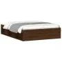 Estructura de cama de matrimonio roble marrón 135x190 cm de vidaXL, Camas y somieres - Ref: Foro24-3203914, Precio: 148,48 €,...