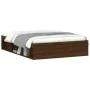 Estructura de cama de matrimonio roble marrón 135x190 cm de vidaXL, Camas y somieres - Ref: Foro24-3203914, Precio: 148,48 €,...