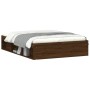 Estructura de cama de matrimonio roble marrón 135x190 cm de vidaXL, Camas y somieres - Ref: Foro24-3203914, Precio: 152,51 €,...