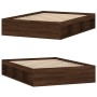 Estructura de cama de matrimonio roble marrón 135x190 cm de vidaXL, Camas y somieres - Ref: Foro24-3203914, Precio: 152,51 €,...