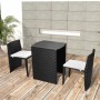 Mesa y sillas bistró jardín 3 pzas y cojines poli ratán negro de vidaXL, Conjuntos de jardín - Ref: Foro24-42882, Precio: 200...