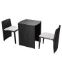 Mesa y sillas bistró jardín 3 pzas y cojines poli ratán negro de vidaXL, Conjuntos de jardín - Ref: Foro24-42882, Precio: 200...