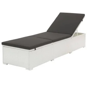 Tumbona con cojín ratán sintético blanco de vidaXL, Tumbonas - Ref: Foro24-43951, Precio: 126,19 €, Descuento: %