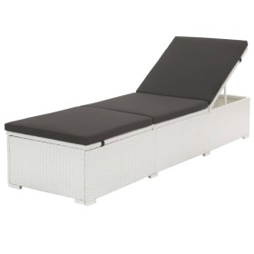 Tumbona con cojín ratán sintético blanco de vidaXL, Tumbonas - Ref: Foro24-43951, Precio: 173,03 €, Descuento: %