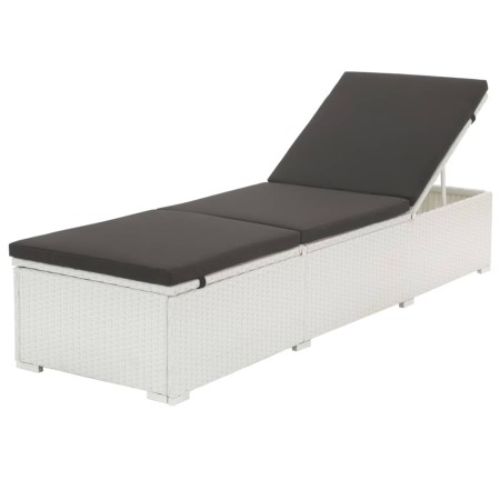 Tumbona con cojín ratán sintético blanco de vidaXL, Tumbonas - Ref: Foro24-43951, Precio: 173,03 €, Descuento: %