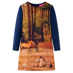 Vestido infantil de manga larga azul marino 140 de vidaXL, Vestidos de niños - Ref: Foro24-14856, Precio: 18,72 €, Descuento: %