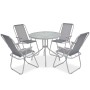 Juego de comedor de jardín 6 piezas acero y textilene gris de vidaXL, Conjuntos de jardín - Ref: Foro24-43785, Precio: 193,01...