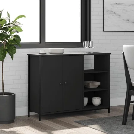 Black engineered wood sideboard 100x33x75 cm by vidaXL, Sideboards - Ref: Foro24-835549, Price: 78,31 €, Discount: %