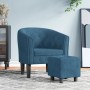 Sillón con taburete terciopelo azul oscuro de vidaXL, Sillones - Ref: Foro24-356481, Precio: 204,03 €, Descuento: %