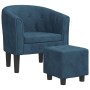 Sillón con taburete terciopelo azul oscuro de vidaXL, Sillones - Ref: Foro24-356481, Precio: 204,03 €, Descuento: %