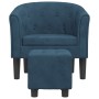 Sillón con taburete terciopelo azul oscuro de vidaXL, Sillones - Ref: Foro24-356481, Precio: 204,03 €, Descuento: %