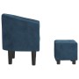Sillón con taburete terciopelo azul oscuro de vidaXL, Sillones - Ref: Foro24-356481, Precio: 204,03 €, Descuento: %
