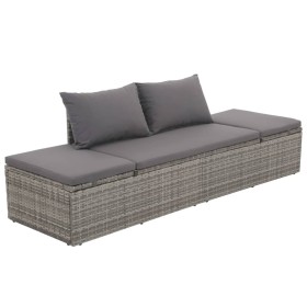 Cama de jardín 195x60 cm ratán sintético gris de vidaXL, Camas para exteriores - Ref: Foro24-43955, Precio: 238,02 €, Descuen...