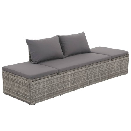 Cama de jardín 195x60 cm ratán sintético gris de vidaXL, Camas para exteriores - Ref: Foro24-43955, Precio: 238,02 €, Descuen...