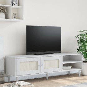 Mueble de TV SENJA aspecto ratán madera pino blanco 158x40x49cm de vidaXL, Muebles TV - Ref: Foro24-358044, Precio: 98,97 €, ...