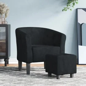 Sillón con taburete terciopelo negro de vidaXL, Sillones - Ref: Foro24-356451, Precio: 161,72 €, Descuento: %
