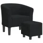 Sillón con taburete terciopelo negro de vidaXL, Sillones - Ref: Foro24-356451, Precio: 161,72 €, Descuento: %