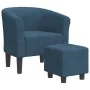 Sillón con taburete terciopelo azul oscuro de vidaXL, Sillones - Ref: Foro24-356453, Precio: 167,78 €, Descuento: %