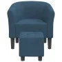 Sillón con taburete terciopelo azul oscuro de vidaXL, Sillones - Ref: Foro24-356453, Precio: 167,78 €, Descuento: %