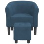 Sillón con taburete terciopelo azul oscuro de vidaXL, Sillones - Ref: Foro24-356453, Precio: 170,39 €, Descuento: %