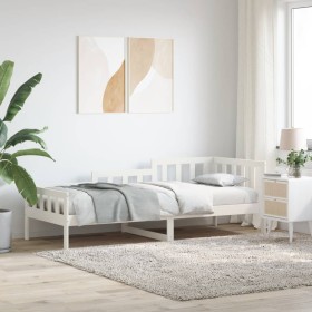 Sofá cama madera maciza de pino blanco 90x200 cm de vidaXL, Camas y somieres - Ref: Foro24-840371, Precio: 93,50 €, Descuento: %