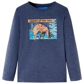 Camiseta infantil de manga larga azul oscuro melange 140 de vidaXL, Camisetas para niños - Ref: Foro24-12943, Precio: 8,64 €,...