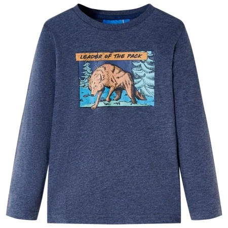 Camiseta infantil de manga larga azul oscuro melange 140 de vidaXL, Camisetas para niños - Ref: Foro24-12943, Precio: 8,64 €,...