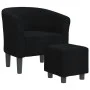 Sillón con taburete tela negra de vidaXL, Sillones - Ref: Foro24-356439, Precio: 163,93 €, Descuento: %