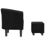 Sillón con taburete tela negra de vidaXL, Sillones - Ref: Foro24-356439, Precio: 163,93 €, Descuento: %