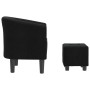 Sillón con taburete tela negra de vidaXL, Sillones - Ref: Foro24-356439, Precio: 166,80 €, Descuento: %