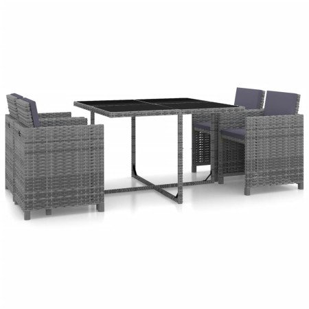 Set de comedor de jardín 5 pzas y cojines ratán sintético gris de vidaXL, Conjuntos de jardín - Ref: Foro24-43901, Precio: 34...