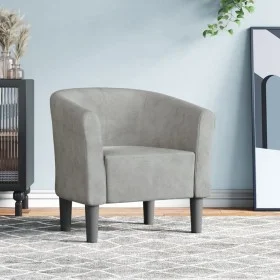 Sillón de terciopelo gris claro de vidaXL, Sillones - Ref: Foro24-356441, Precio: 158,11 €, Descuento: %