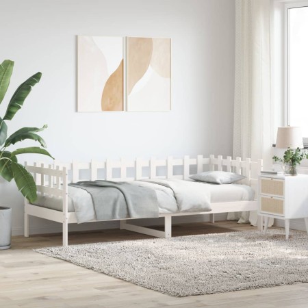 Sofá cama madera maciza de pino blanco 80x200 cm de vidaXL, Camas y somieres - Ref: Foro24-840377, Precio: 97,84 €, Descuento: %