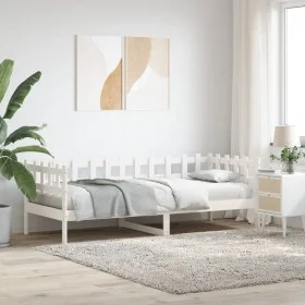 Solid white pine wood sofa bed 90x200 cm by vidaXL, Beds and slatted bases - Ref: Foro24-840380, Price: 100,50 €, Discount: %