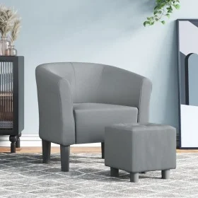 Sillón con taburete tela gris claro de vidaXL, Sillones - Ref: Foro24-356436, Precio: 144,40 €, Descuento: %