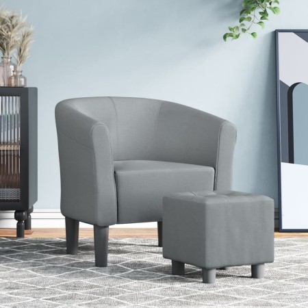 Sillón con taburete tela gris claro de vidaXL, Sillones - Ref: Foro24-356436, Precio: 146,69 €, Descuento: %