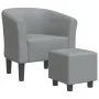 Sillón con taburete tela gris claro de vidaXL, Sillones - Ref: Foro24-356436, Precio: 144,40 €, Descuento: %