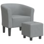Sillón con taburete tela gris claro de vidaXL, Sillones - Ref: Foro24-356436, Precio: 146,69 €, Descuento: %