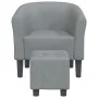Sillón con taburete tela gris claro de vidaXL, Sillones - Ref: Foro24-356436, Precio: 144,40 €, Descuento: %