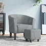 Sillón con taburete terciopelo gris oscuro de vidaXL, Sillones - Ref: Foro24-356450, Precio: 160,10 €, Descuento: %