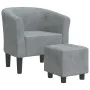 Sillón con taburete terciopelo gris oscuro de vidaXL, Sillones - Ref: Foro24-356450, Precio: 160,10 €, Descuento: %