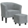 Sillón con taburete terciopelo gris oscuro de vidaXL, Sillones - Ref: Foro24-356450, Precio: 174,85 €, Descuento: %