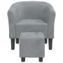 Sillón con taburete terciopelo gris oscuro de vidaXL, Sillones - Ref: Foro24-356450, Precio: 160,10 €, Descuento: %