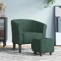Sillón con taburete terciopelo verde oscuro de vidaXL, Sillones - Ref: Foro24-356452, Precio: 161,89 €, Descuento: %