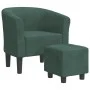 Sillón con taburete terciopelo verde oscuro de vidaXL, Sillones - Ref: Foro24-356452, Precio: 161,89 €, Descuento: %